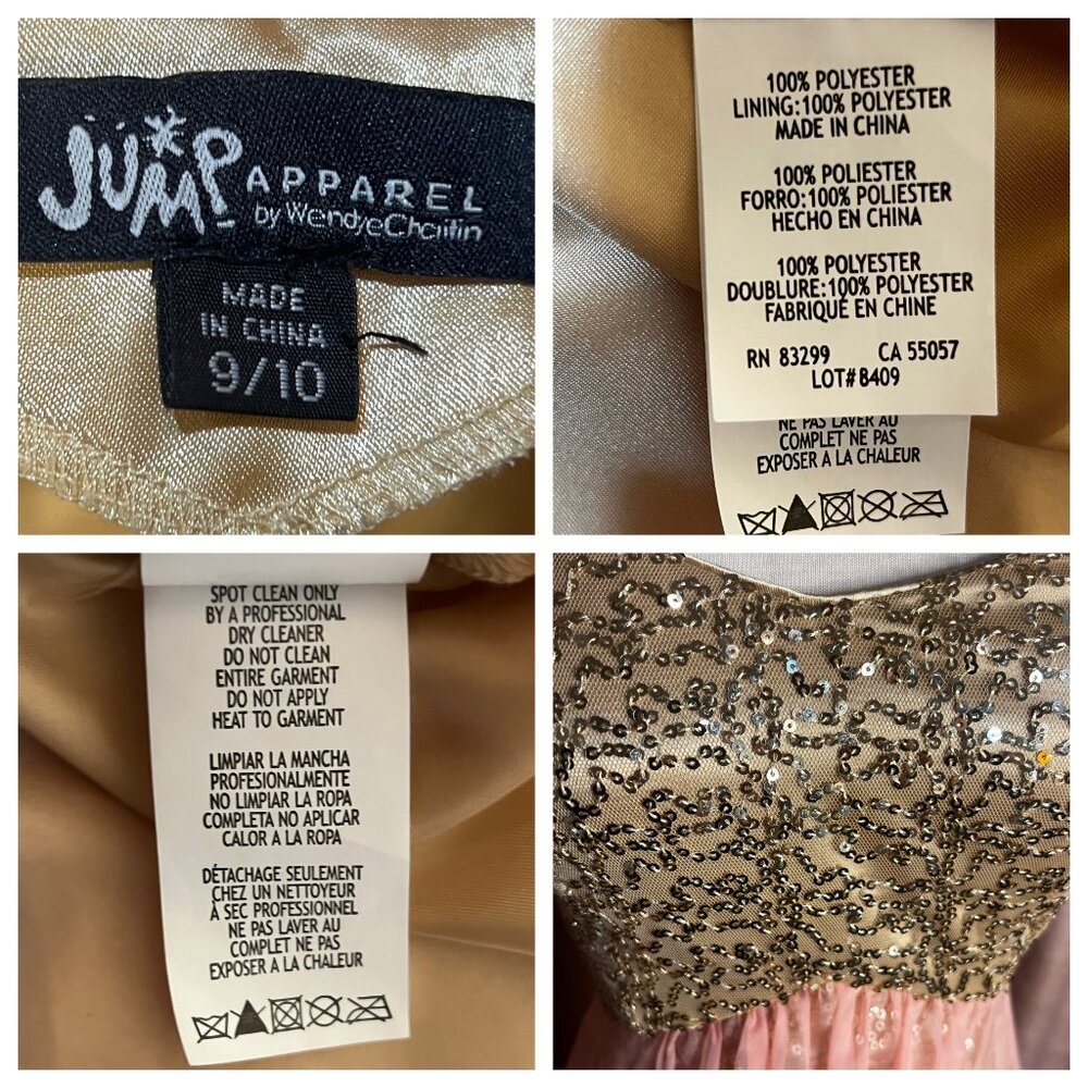 Jump Apparel 9/10 Formal Gold Sequin Pink Ombre Baby Doll Maxi Dress Homecoming - Picture 12 of 16